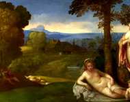 Imitator of Giorgione - Nymphs and Children in a Landscape with Shepherds